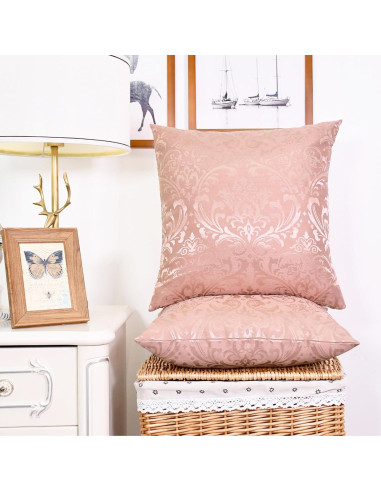 CaliTime Juego de 2 Fundas de Cojín Cuadradas 45x45 cm Rosa Polvoriento