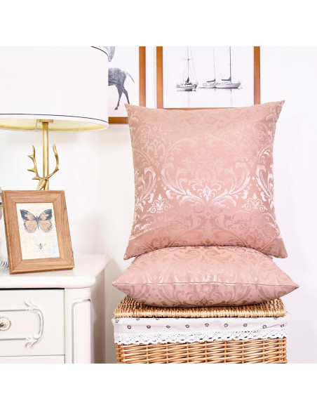 CaliTime Juego de 2 Fundas de Cojín Cuadradas 45x45 cm Rosa Polvoriento