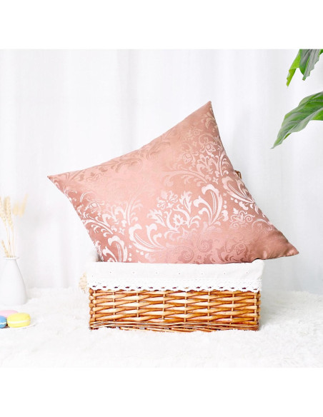 CaliTime Juego de 2 Fundas de Cojín Cuadradas 45x45 cm Rosa Polvoriento