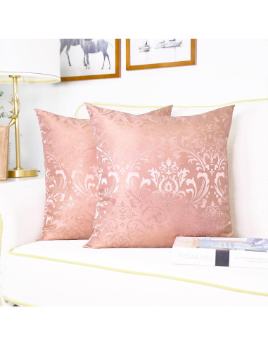 CaliTime Juego de 2 Fundas de Cojín Cuadradas 45x45 cm Rosa Polvoriento