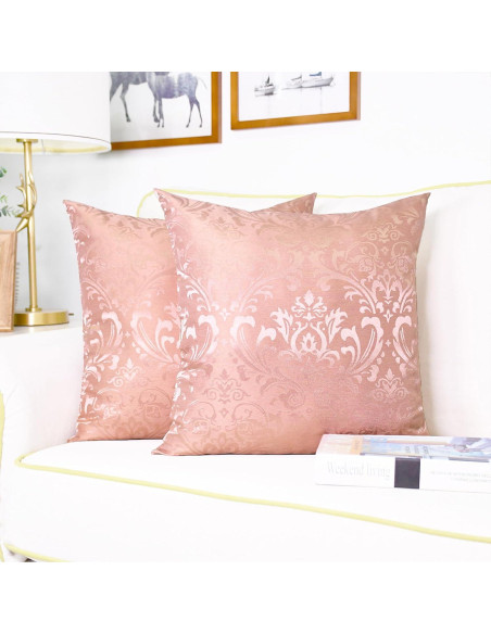 CaliTime Juego de 2 Fundas de Cojín Cuadradas 45x45 cm Rosa Polvoriento