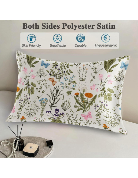 Funda de Almohada de Seda Imitación JKJNLHJE King Floral 50.8x91.4 cm Funda de Almohada de Seda Imitación JKJNLHJE King Floral 50.8x91.4 cm