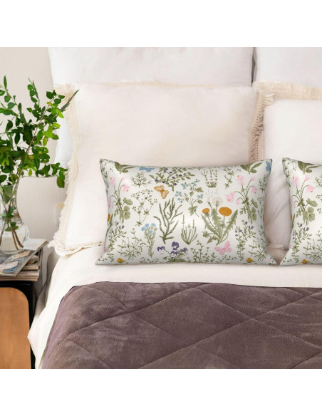 Funda de Almohada de Seda Imitación JKJNLHJE King Floral 50.8x91.4 cm Funda de Almohada de Seda Imitación JKJNLHJE King Floral 50.8x91.4 cm