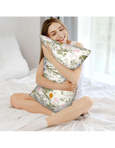 Funda de Almohada de Seda Imitación JKJNLHJE King Floral 50.8x91.4 cm
