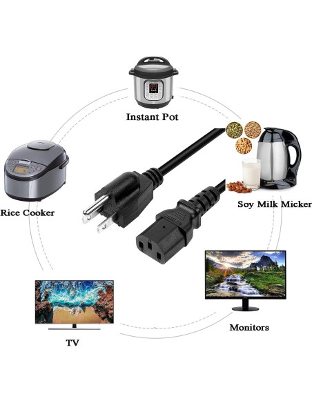 Cable de Alimentación 3FT para Olla de Presión Eléctrica