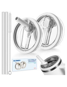 Paquete de 2 tapas a prueba de fugas ALDWDY 40 oz con popote