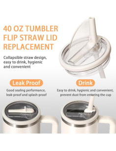 Paquete de 2 tapas a prueba de fugas ALDWDY 40 oz con popote 2