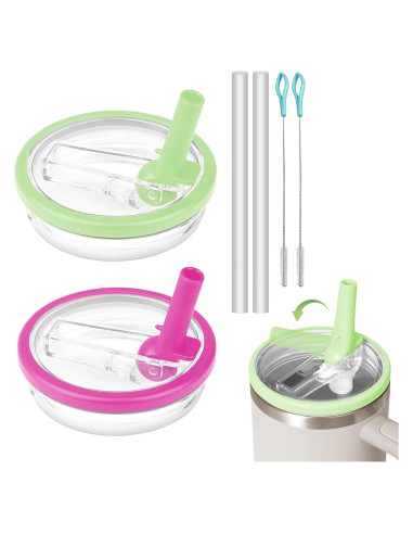 Tapa Reversible HAIYUUS para Stanley Quencher 40oz - Verde/Rosa