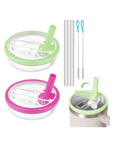 Tapa Reversible HAIYUUS para Stanley Quencher 40oz - Verde/Rosa