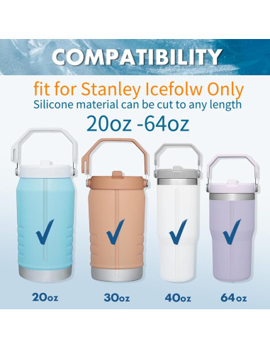 6 Pajillas de Silicona Reemplazo Taladad para Stanley IceFlow 600ml