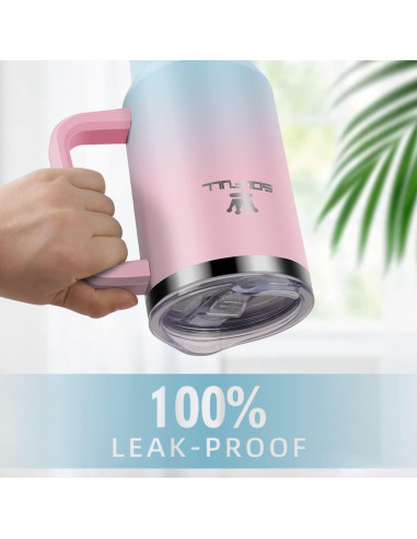 Taza de 40 oz Soufull con tapa a prueba de fugas y sorbete