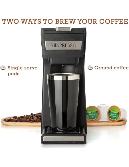 Cafetera Mixpresso 2 en 1 para café molido y K Cup 800W