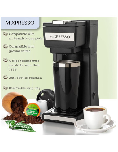 Cafetera Mixpresso 2 en 1 para café molido y K Cup 800W
