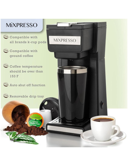 Cafetera Mixpresso 2 en 1 para café molido y K Cup 800W