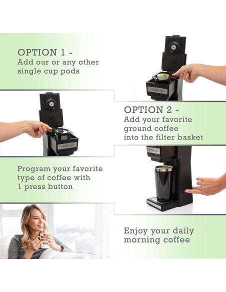 Cafetera Mixpresso 2 en 1 para café molido y K Cup 800W