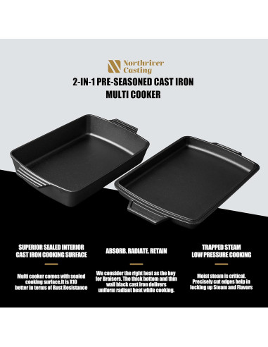 Horno Holandés de Hierro Fundido Northriver 6QT Pre-Sazonado