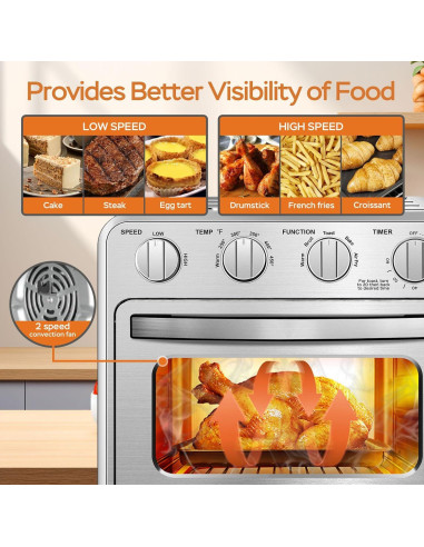 Freidora de Aire Geek Chef 16QT Horno Eléctrico Multifuncional