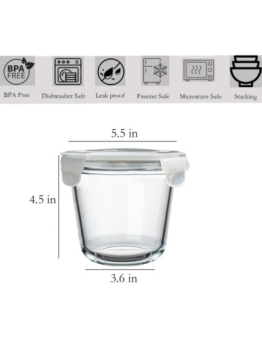 Contenedor de Almacenamiento de Alimentos de Vidrio 0.68L - H.JSS WDJS