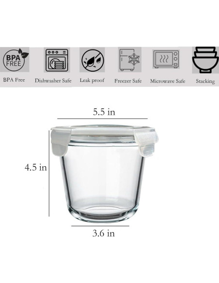 Contenedor de Almacenamiento de Alimentos de Vidrio 0.68L - H.JSS WDJS