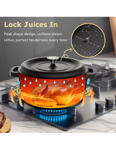 Olla de Hierro Fundido UPCERA 5QT con Tapa y Accesorios para Pan