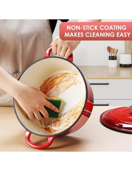 Olla de Hierro Fundido Enameled LIFERUN 6 Qt Roja Apta Horno Olla de Hierro Fundido Enameled LIFERUN 6 Qt Roja Apta Horno