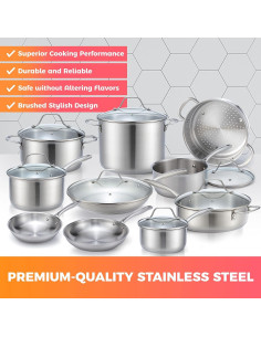 Juego de Ollas y Sartenes Mueller 17 Piezas Acero Inoxidable 2