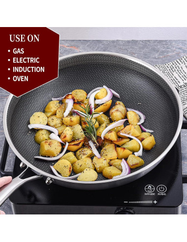 Sartén Híbrido Antiadherente 10" LolyKitch con Tapa de Vidrio