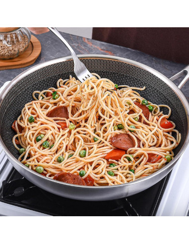 Sartén Híbrido Antiadherente 10" LolyKitch con Tapa de Vidrio