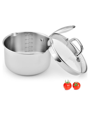 Olla de acero inoxidable Fracoda 3.5 QT con tapa colador