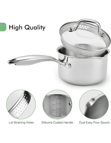 Olla de acero inoxidable Fracoda 3.5 QT con tapa colador