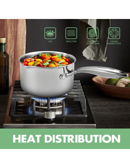 Olla de acero inoxidable Fracoda 3.5 QT con tapa colador Olla de acero inoxidable Fracoda 3.5 QT con tapa colador
