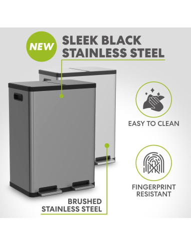 Cubo de Basura Doble Compartimento 60L Simpli-Magic Acero Inoxidable
