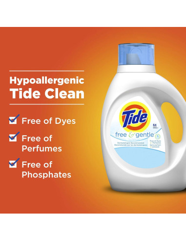 Detergente Líquido para Ropa Tide Free and Gentle 1.42kg