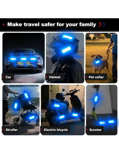 20 Calcomanías Reflectantes 3M DG3 Azul 8x3 cm para Seguridad