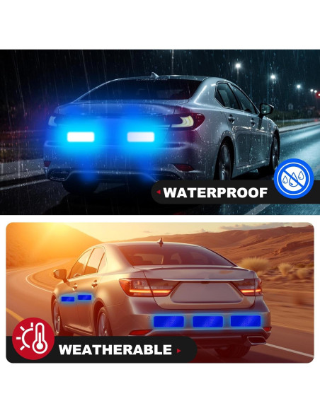 20 Calcomanías Reflectantes 3M DG3 Azul 8x3 cm para Seguridad