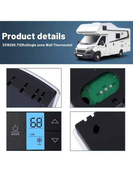 Termostato de Pared Exuberante para RV - Control Frío/Calor