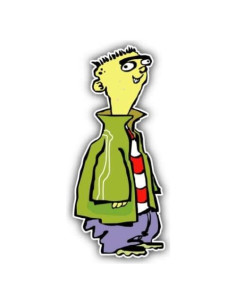 Calcomanía de Caricatura Ed, EDD n Eddy - Verde - 15x10 cm