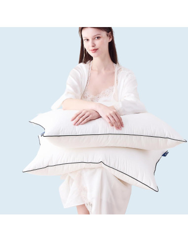 Juego de 2 almohadas de plumas Mosluna tamaño Queen