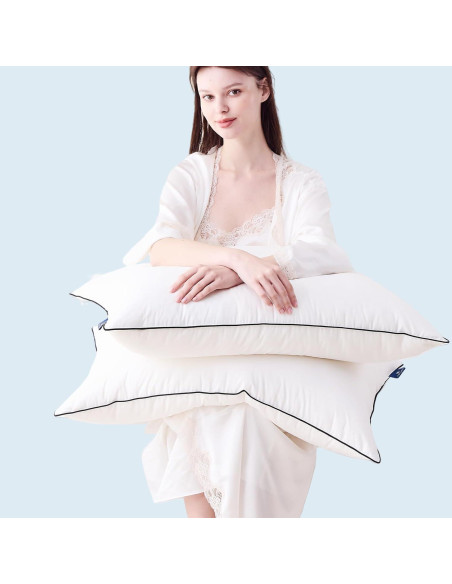 Juego de 2 almohadas de plumas Mosluna tamaño Queen