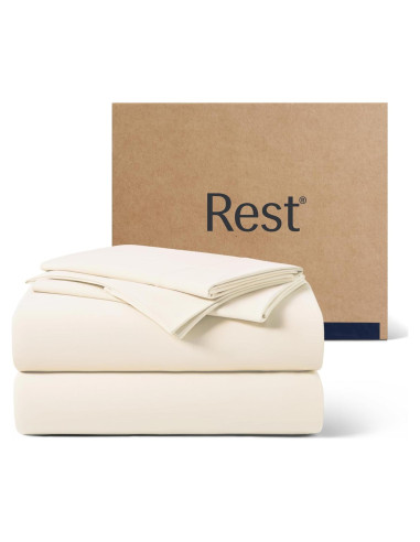 Conjunto de Sábanas REST Evercool Completo Marfil Nieve 4 Piezas