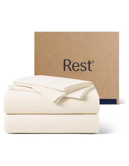 Conjunto de Sábanas REST Evercool Completo Marfil Nieve 4 Piezas