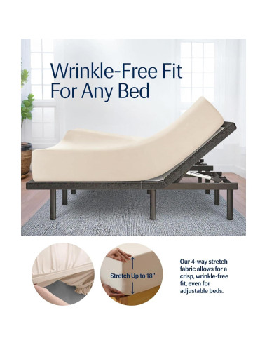 Conjunto de Sábanas REST Evercool Completo Marfil Nieve 4 Piezas