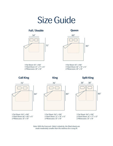 Conjunto de Sábanas REST Evercool Completo Marfil Nieve 4 Piezas
