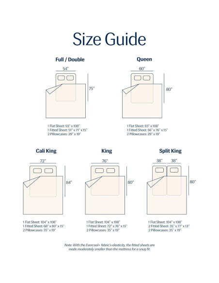 Conjunto de Sábanas REST Evercool Completo Marfil Nieve 4 Piezas