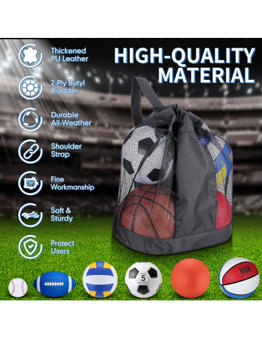 Conjunto de 18 Pelotas Deportivas Leyndo - Fútbol, Baloncesto, Voleibol