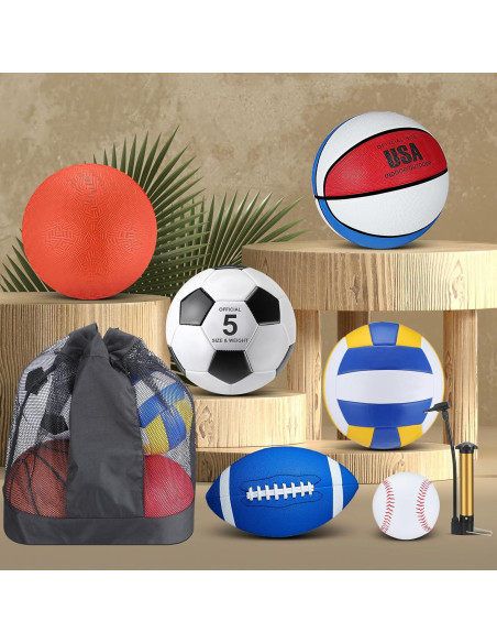 Conjunto de 18 Pelotas Deportivas Leyndo - Fútbol, Baloncesto, Voleibol