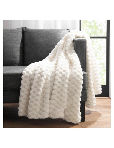 Manta de Piel Sintética Aston & Arden 178x127 cm Marfil Cottontail