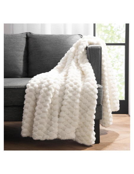 Manta de Piel Sintética Aston & Arden 178x127 cm Marfil Cottontail