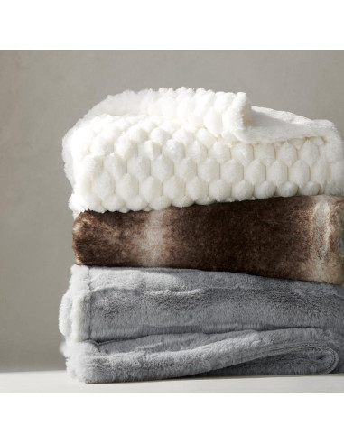 Manta de Piel Sintética Aston & Arden 178x127 cm Marfil Cottontail