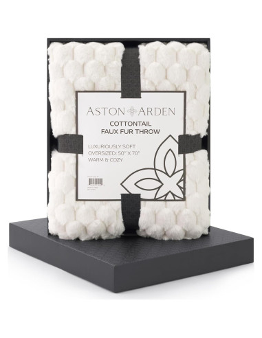 Manta de Piel Sintética Aston & Arden 178x127 cm Marfil Cottontail